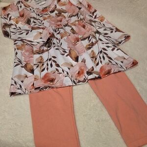 Charming Floral Girls Boutique Set - Pink and Brown. Size 5
